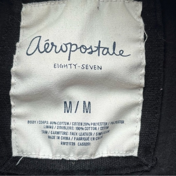 Aeropostale Button Up Military Style Fall Spring coat jacket Black Medium - Picture 10 of 10